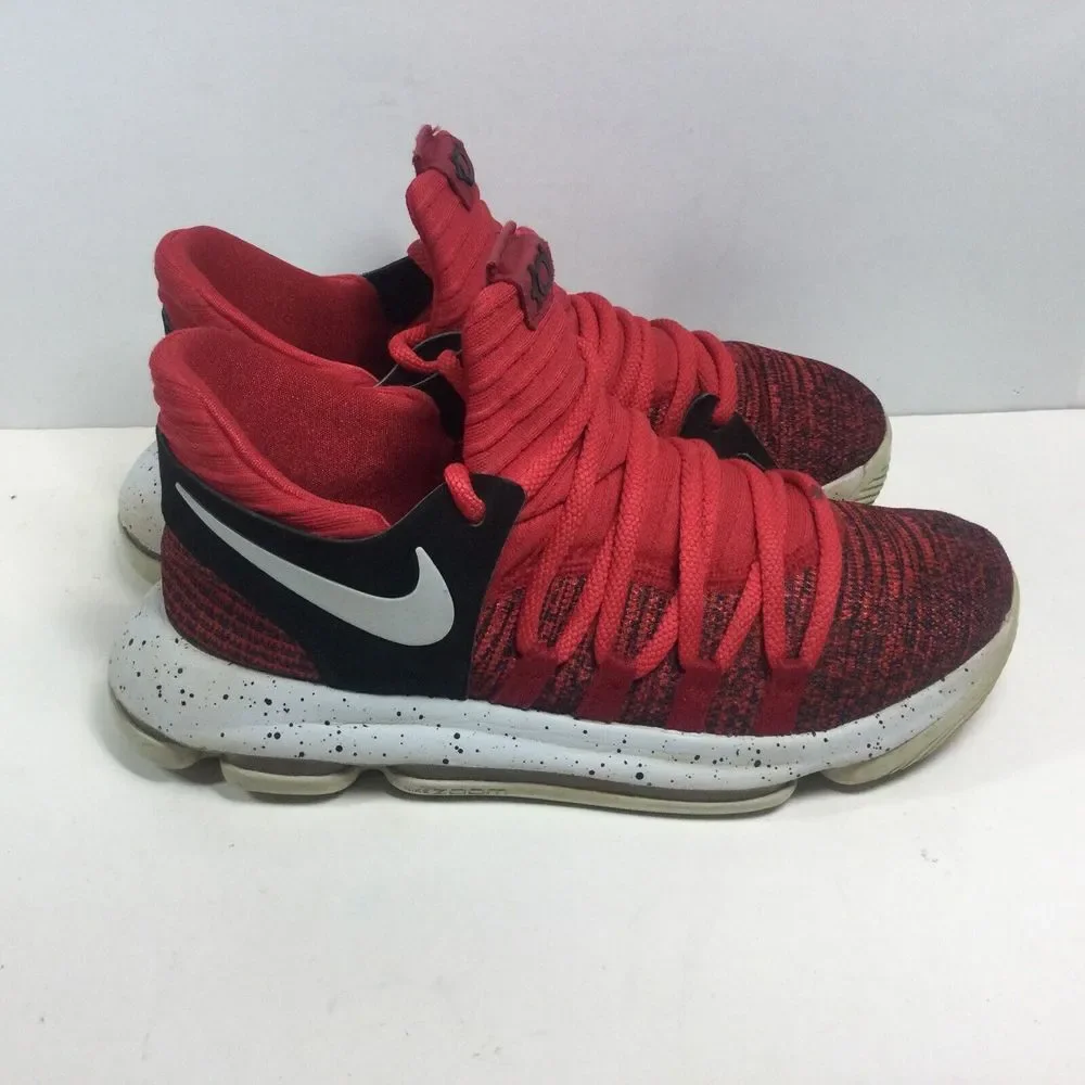 Nike Zoom KD 10 Kevin Durant Basketball Shoes Boys 6.5Y Red Lace‎ Up 918365-600